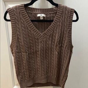 Urban Outfitters BP Brown V-Neck Cable Knit Sweater